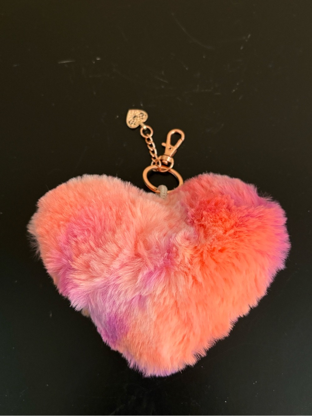 Minky Heart Keychain in Coral-Pink